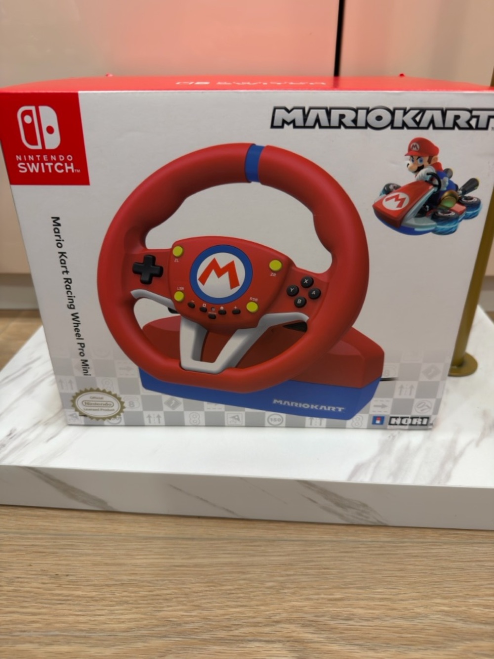 Nintendo Mario Kart Steering Wheel in Red with Blue Base
